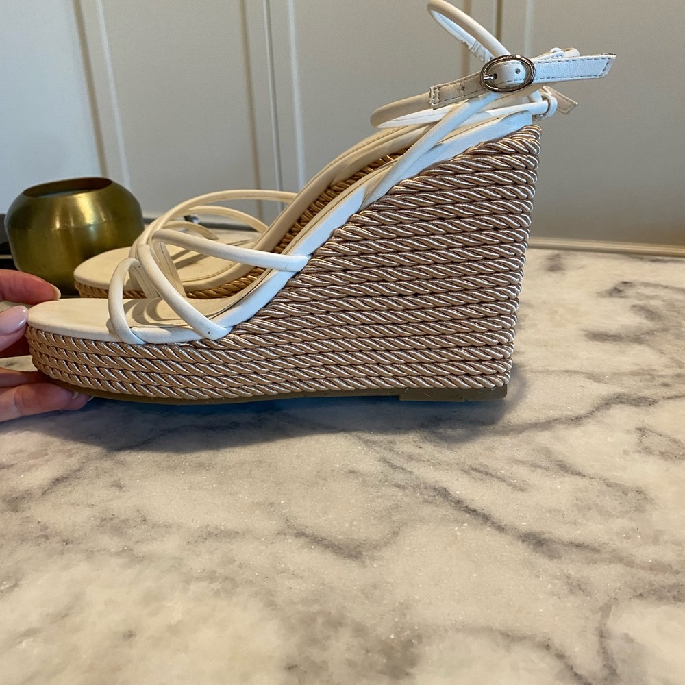 Bridal white wedding wedges heals